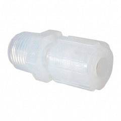 NewAge Industries - 3/8" Tube OD, PFA PTFE Plastic Compression Tube Male Elbow - 1/2 NPT Pipe, 500°F Max, 1/2 Thread - Americas Industrial Supply