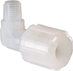 NewAge Industries - 1/2" Tube OD, PFA PTFE Plastic Compression Tube Male Elbow - 1/4 NPT Pipe, 500°F Max, 1/4 Thread - Americas Industrial Supply