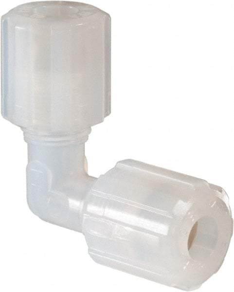 NewAge Industries - 3/8" Tube OD, PFA PTFE Plastic Compression Tube Union Elbow - 500°F Max - Americas Industrial Supply
