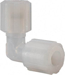 NewAge Industries - 1/2" Tube OD, PFA PTFE Plastic Compression Tube Union Elbow - 500°F Max - Americas Industrial Supply