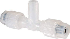 NewAge Industries - 1/4" Tube OD, PFA PTFE Plastic Compression Tube Male Branch Tee - 1/8 NPT Pipe, 500°F Max, 1/8 Thread - Americas Industrial Supply