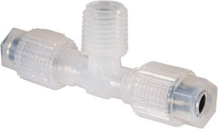 NewAge Industries - 1/4" Tube OD, PFA PTFE Plastic Compression Tube Male Branch Tee - 1/4 NPT Pipe, 500°F Max, 1/4 Thread - Americas Industrial Supply