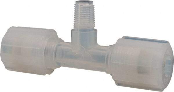 NewAge Industries - 1/4" Tube OD, PFA PTFE Plastic Compression Tube Male Branch Tee - 3/8 NPT Pipe, 500°F Max, 3/8 Thread - Americas Industrial Supply