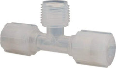 NewAge Industries - 3/8" Tube OD, PFA PTFE Plastic Compression Tube Male Branch Tee - 1/2 NPT Pipe, 500°F Max, 1/2 Thread - Americas Industrial Supply