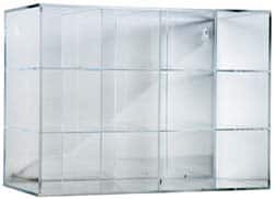 PRO-SAFE - 12 Pair Cabinet with Individual Compartments, Acrylic Safety Goggles Dispenser - 18 Inch Wide x 14 Inch High x 12 Inch Deep, Table and Wall Mount - Americas Industrial Supply