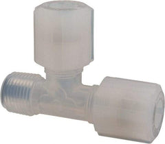 NewAge Industries - 1/2" Tube OD, PFA PTFE Plastic Compression Tube Male Run Tee - 1/2 NPT Pipe, 500°F Max, 1/2 Thread - Americas Industrial Supply