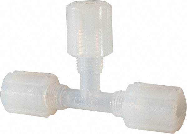 NewAge Industries - 1/4" Tube OD, PFA PTFE Plastic Compression Tube Union Tee - 500°F Max - Americas Industrial Supply