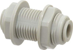 Value Collection - 1/4" Outside Diam, Acetal Push-to-Connect Tube Bulkhead Union - 150 Max psi - Americas Industrial Supply
