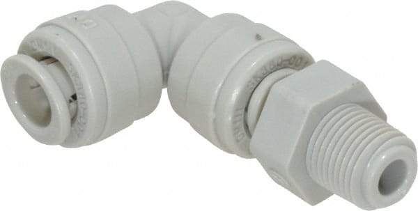 Value Collection - 1/4" Outside Diam, 1/8 NPT, Acetal Push-to-Connect Tube Male Swivel Elbow - 150 Max psi - Americas Industrial Supply