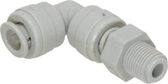 Value Collection - 1/4" Outside Diam, 1/8 NPT, Acetal Push-to-Connect Tube Male Swivel Elbow - 150 Max psi - Americas Industrial Supply