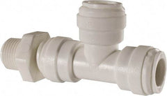Value Collection - 1/2" Outside Diam, 3/8 NPT, Acetal Push-to-Connect Tube Male Swivel Run Tee - 150 Max psi - Americas Industrial Supply