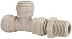 Value Collection - 1/2" Outside Diam, 1/2 NPT, Acetal Push-to-Connect Tube Male Swivel Run Tee - 150 Max psi - Americas Industrial Supply