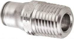 Legris - 10mm Outside Diam, 3/8 BSPT, Stainless Steel Push-to-Connect Male Connector - 435 Max psi, Tube to Male BSPT Connection, FKM O-Ring - Americas Industrial Supply