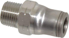 Legris - 1/4" Outside Diam, 1/8 NPT, Stainless Steel Push-to-Connect Male Connector - 435 Max psi, Tube to Male NPT Connection, FKM O-Ring - Americas Industrial Supply