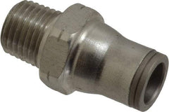 Legris - 3/8" Outside Diam, 1/4 NPT, Stainless Steel Push-to-Connect Male Connector - 435 Max psi, Tube to Male NPT Connection, FKM O-Ring - Americas Industrial Supply