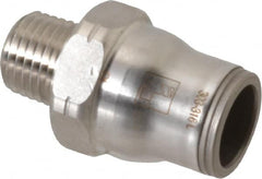 Legris - 1/2" Outside Diam, 1/4 NPT, Stainless Steel Push-to-Connect Male Connector - 435 Max psi, Tube to Male NPT Connection, FKM O-Ring - Americas Industrial Supply