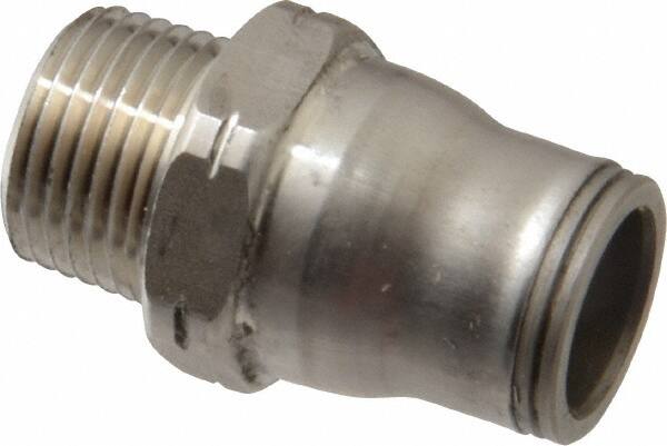 Legris - 1/2" Outside Diam, 3/8 NPT, Stainless Steel Push-to-Connect Male Connector - 435 Max psi, Tube to Male NPT Connection, FKM O-Ring - Americas Industrial Supply