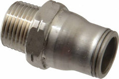 Legris - 1/2" Outside Diam, 3/8 NPT, Stainless Steel Push-to-Connect Male Connector - 435 Max psi, Tube to Male NPT Connection, FKM O-Ring - Americas Industrial Supply