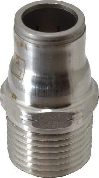 Legris - 1/2" Outside Diam, 1/2 NPT, Stainless Steel Push-to-Connect Male Connector - 435 Max psi, Tube to Male NPT Connection, FKM O-Ring - Americas Industrial Supply
