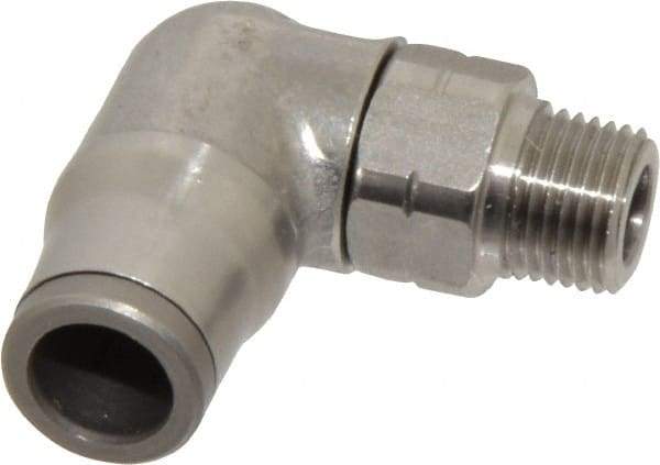 Legris - 5/16" Outside Diam, 1/8 NPT, Stainless Steel Push-to-Connect Male Elbow - 290 Max psi, Tube to Male NPT Connection, FKM O-Ring - Americas Industrial Supply