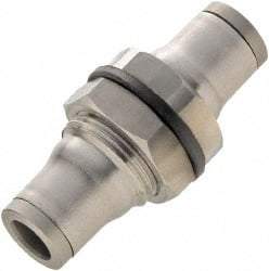Legris - 5/16" Outside Diam, Stainless Steel Push-to-Connect Bulkhead Union - 435 Max psi, Tube to Tube Connection, FKM O-Ring - Americas Industrial Supply