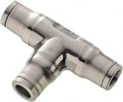 Legris - 5/16" Outside Diam, Stainless Steel Push-to-Connect Union Tee - 435 Max psi, Tube to Tube Connection, FKM O-Ring - Americas Industrial Supply