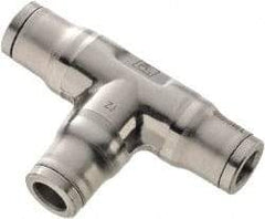 Legris - 1/4" Outside Diam, Stainless Steel Push-to-Connect Union Tee - 435 Max psi, Tube to Tube Connection, FKM O-Ring - Americas Industrial Supply