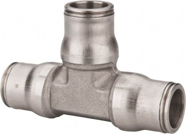 Legris - 1/2" Outside Diam, Stainless Steel Push-to-Connect Union Tee - 435 Max psi, Tube to Tube Connection, FKM O-Ring - Americas Industrial Supply