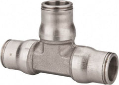 Legris - 1/2" Outside Diam, Stainless Steel Push-to-Connect Union Tee - 435 Max psi, Tube to Tube Connection, FKM O-Ring - Americas Industrial Supply