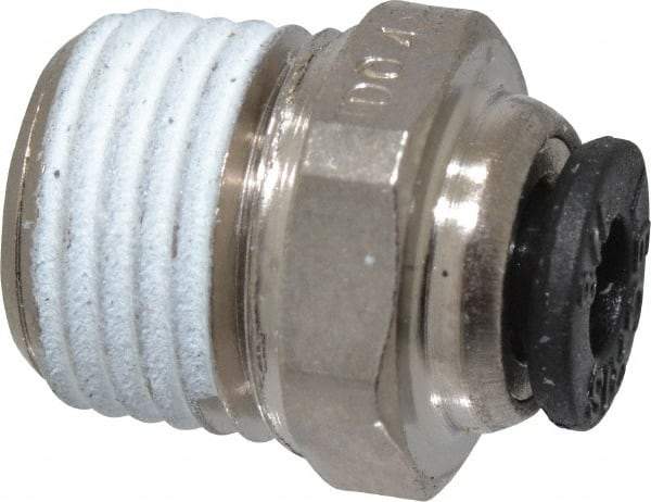 Legris - 3/16" Outside Diam, 1/8 NPT, Nickel Plated Brass Push-to-Connect Tube Male Connector - 290 Max psi, Tube to Male NPT Connection - Americas Industrial Supply