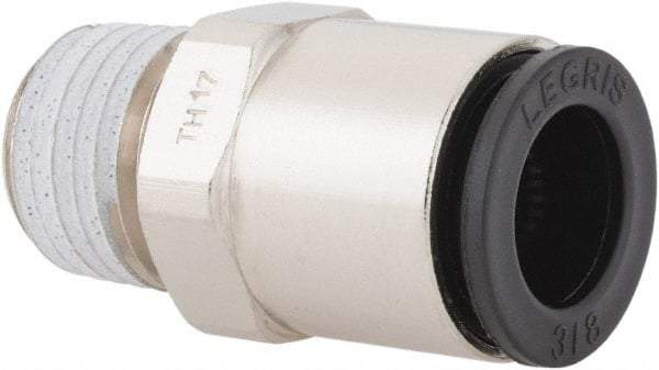 Legris - 3/8" Outside Diam, 1/4 NPT, Nickel Plated Brass Push-to-Connect Tube Male Connector - 290 Max psi - Americas Industrial Supply