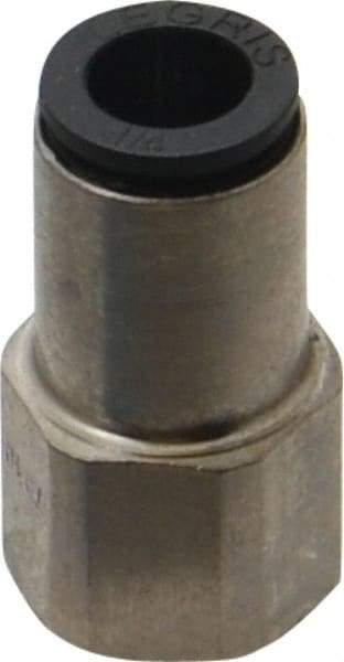 Legris - 1/4" Outside Diam, 1/8 NPT, Nickel Plated Brass Push-to-Connect Tube Female Connector - 290 Max psi - Americas Industrial Supply