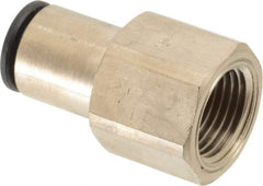 Legris - 3/8" Outside Diam, 3/8 NPT, Nickel Plated Brass Push-to-Connect Tube Female Connector - 290 Max psi - Americas Industrial Supply