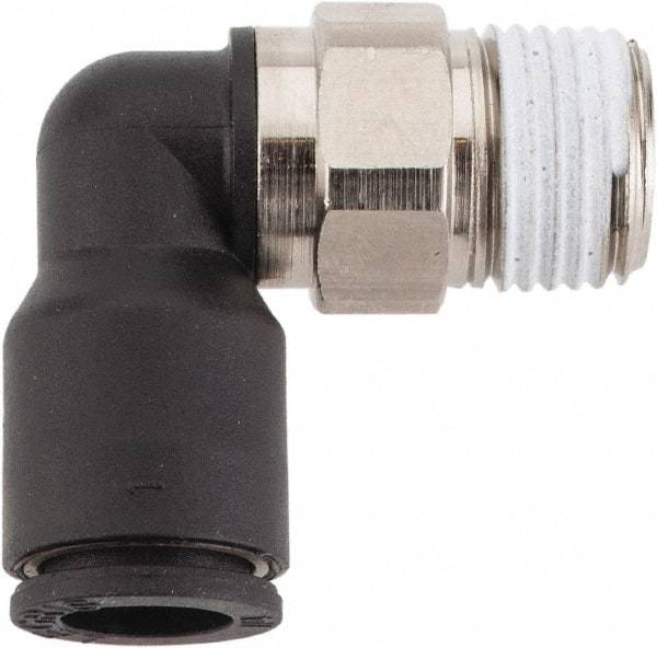 Legris - 1/4" OD, 1/8 NPT, Nylon/Nickel Plated Brass Push-to-Connect Male Elbow - 290 Max psi - Americas Industrial Supply