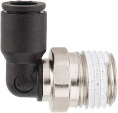 Legris - 1/4" OD, 1/4 NPT, Nylon/Nickel Plated Brass Push-to-Connect Male Elbow - 290 Max psi - Americas Industrial Supply