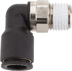 Legris - 3/8" OD, 1/4 NPT, Nylon/Nickel Plated Brass Push-to-Connect Male Elbow - 290 Max psi - Americas Industrial Supply