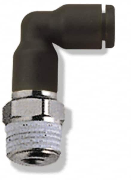 Legris - 5/32" OD, 1/4 NPT, Nylon/Nickel Plated Brass Push-to-Connect Extended Male Elbow - 290 Max psi - Americas Industrial Supply