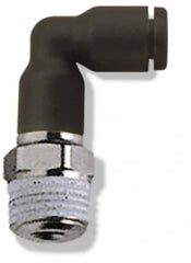 Legris - 5/32" OD, 1/4 NPT, Nylon/Nickel Plated Brass Push-to-Connect Extended Male Elbow - 290 Max psi - Americas Industrial Supply