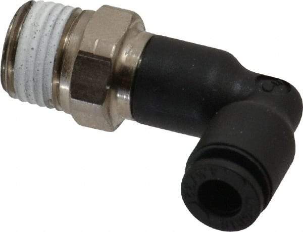 Legris - 5/32" OD, 1/8 NPT, Nylon/Nickel Plated Brass Push-to-Connect Extended Male Elbow - 290 Max psi - Americas Industrial Supply