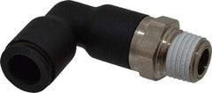 Legris - 3/8" OD, 1/4 NPT, Nylon/Nickel Plated Brass Push-to-Connect Extended Male Elbow - 290 Max psi - Americas Industrial Supply
