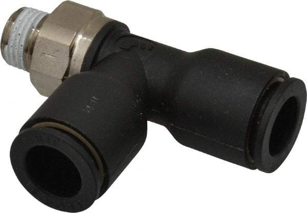 Legris - 3/8" OD, 1/8 NPT, Nylon/Nickel Plated Brass Push-to-Connect Male Run Tee - 290 Max psi - Americas Industrial Supply