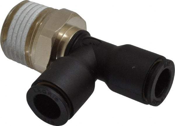 Legris - 3/8" OD, 1/2 NPT, Nylon/Nickel Plated Brass Push-to-Connect Male Run Tee - 290 Max psi - Americas Industrial Supply