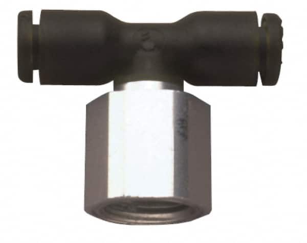Legris - 5/32" OD, 1/4 NPT, Nylon/Nickel Plated Brass Push-to-Connect Female Branch Tee - 290 Max psi - Americas Industrial Supply