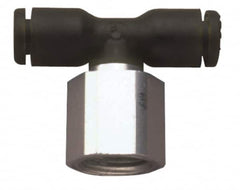Legris - 5/32" OD, 1/4 NPT, Nylon/Nickel Plated Brass Push-to-Connect Female Branch Tee - 290 Max psi - Americas Industrial Supply