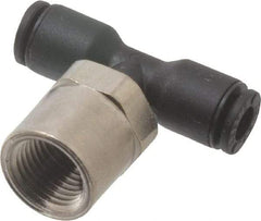 Legris - 5/32" OD, 1/8 NPT, Nylon/Nickel Plated Brass Push-to-Connect Female Branch Tee - 290 Max psi - Americas Industrial Supply