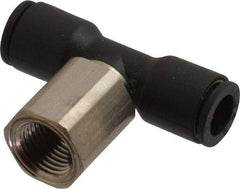 Legris - 1/4" OD, 1/8 NPT, Nylon/Nickel Plated Brass Push-to-Connect Female Branch Tee - 290 Max psi - Americas Industrial Supply