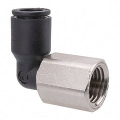 Legris - 5/16" OD, 1/4 NPT, Nylon/Nickel Plated Brass Push-to-Connect Female Elbow - 290 Max psi - Americas Industrial Supply