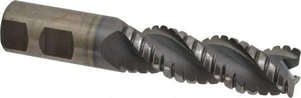 Cleveland - 1" Diam, Coarse Pitch, 3" LOC, 3 Flute Powdered Metal 0.06" Corner Radius Roughing End Mill - TiCN Finish, 5-1/2" OAL, 1" Shank Diam, Single End, Centercutting, 42° Helix - Americas Industrial Supply