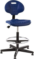 Bevco - 21 to 31" High Adjustable Height Swivel Stool - 27" Wide x 27" Deep, Polyurethane Seat, Blue - Americas Industrial Supply