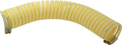 Coilhose Pneumatics - 1/4" ID, 1/4 Thread, 25' Long, Yellow & Natural Nylon Coiled & Self Storing Hose - 185 Max psi, Male Swivel x Male Swivel - Americas Industrial Supply